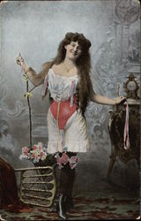Victorian Woman with Long Brown Hair wearing Undergarments Victorian Woman with Long Brown Hair wearing Undergarments