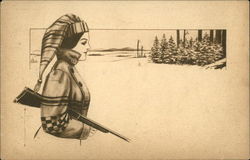 Female Hunter with Shotgun in Winter Female Hunter with Shotgun in Winter