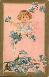 Small Girl Among Blue Flowers Small Girl Among Blue Flowers