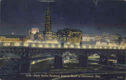 Night Scene Terminal Area In Heart Of Cleveland
