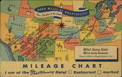 Map of the U.S.A. showing Fred Harvey Hotels and Restaurants Maps Postcard Postcard