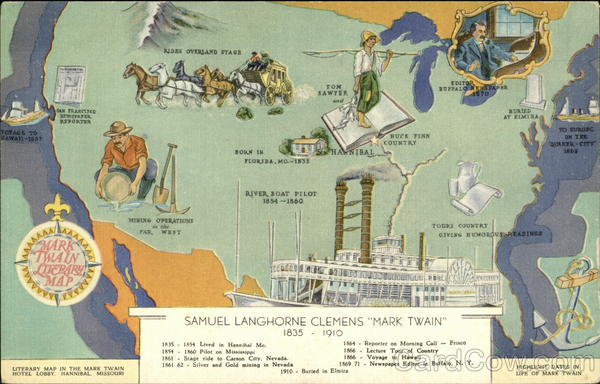 Mark Twain Literary Map Maps Mark Twain Literary Map Maps