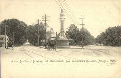 Junction of Broadway and Massachusetts Ave. and Soldiers Monument Postcard