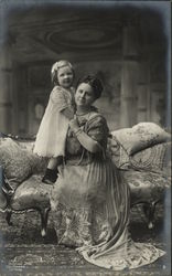 Portrait of Woman and Daughter Sitting on Settee Portrait of Woman and Daughter Sitting on Settee