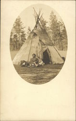 Indian Sitting in Front of Tepee Indian Sitting in Front of Tepee