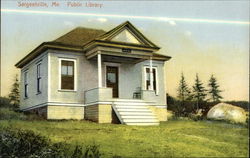 Small Public Library on a Hill Sargentville, ME Postcard Postcard