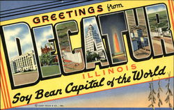 Greetings from Decatur Illinois Postcard Postcard