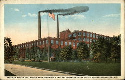 Eastman Kodak Co., Kodak Park, Showing 2 Tallest Chimneys in the United States Rochester, NY Postcard Postcard Postcard