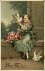 Best Wishes - Girl with Doves Best Wishes - Girl with Doves