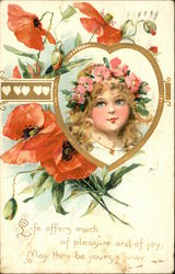 GIrl in Heart Frame with Poppies GIrl in Heart Frame with Poppies