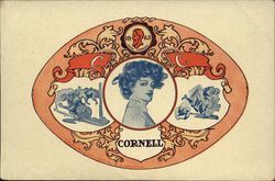 Cornell University Emblem with College Girl in Center Cornell University Emblem with College Girl in Center