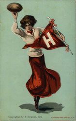 Harvard University College Girl with Football Harvard University College Girl with Football
