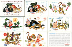 Complete set of 8 Sambo's Pancakes Picture Story Series Postcard