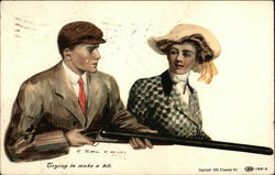 Man Hunting with Woman Watching Man Hunting with Woman Watching
