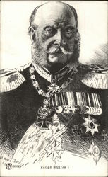 Drawing of Kaiser William I Portrait with Decorations Drawing of Kaiser William I Portrait with Decorations