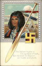 Drawing of Indian and Swastika Drawing of Indian and Swastika