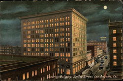 Security Building on Spring Street at Night Security Building on Spring Street at Night