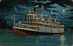 Moonlight scene on Sacramento River Showing Steamer Capital City Moonlight scene on Sacramento River Showing Steamer Capital City