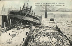 Sinking of the Steamer City of Louisville, Flood and Ice Gorge, 1918 Sinking of the Steamer City of Louisville, Flood and Ice Gorge, 1918