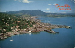 Aerial View of Town and the Hills of Marin County in the Background Aerial View of Town and the Hills of Marin County in the Background