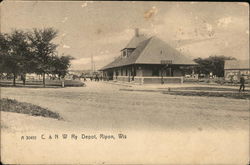 C & N W Ry Depot Postcard