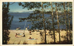 A Beach Scene at Glenbrook, Lake Tahoe Postcard