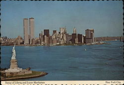 Statue of Liberty and Lower Manhatten New York City, NY World Trade Center Postcard Postcard Postcard