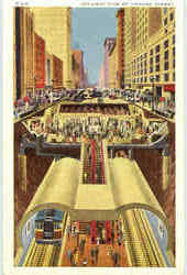 Cut-Away View Of Chicago Subway In The Central Business District