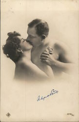 Naked Couple Kissing Postcard