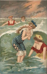 In The Waves Swimsuits & Pinup Postcard Postcard