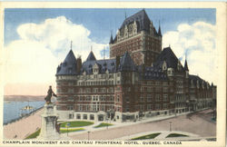Champlain Monument And Chateau Frontenac Hotel