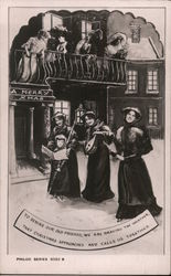A Merry Xmas - women in fine dresses, singing for neighbors Christmas Postcard Postcard Postcard