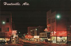 Washington Street at Night Huntsville, AL Postcard Postcard Postcard