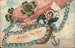 A Happy New Year - Dirigible Postcard