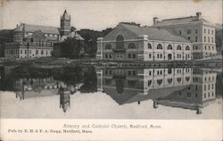 Armory and Catholic Church Postcard