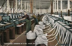 Operating Combers in a Fall River Cotton Mill Postcard