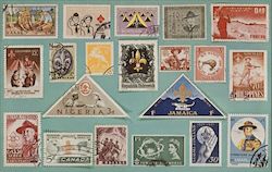 Boy Scouts on Stamps in Full Color Postcard