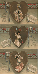 Set of 3 Women in Hearts Postcard
