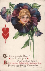 Woman's Face Appears in Flower Postcard