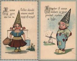 Set of 2: Dutch Kids, Daffydill Dunce Caps Postcard