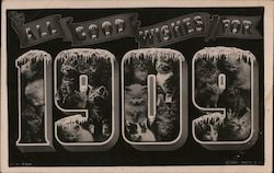 All Good Wishes For 1909 - Multiple Cats in the numbers Postcard