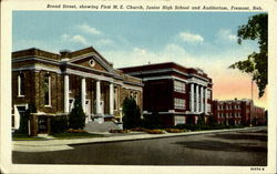 Broad Street, Showing First M. E. Church, Junior High School And Auditorium