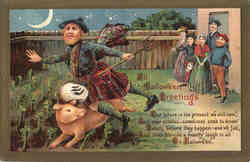 Rare Halloween Postcard, Pig, Scottish Postcard