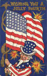 Wall Uncle Sam, Wishing you a Jolly 4th of July Postcard