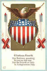 E. Nash Glorious Fourth of July 4th Eagle, Flag Postcard