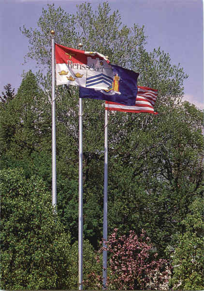 Flags outside the Rensselaer Union Topical