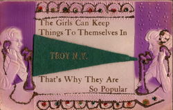 Troy NY Felt Pennant New York Postcard Postcard