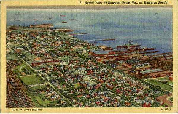 Aerial View of Newport News on Hampton Road Virginia