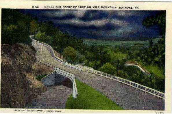 Moonlight Scene of Loop on Mill Mountain Roanoke Virginia