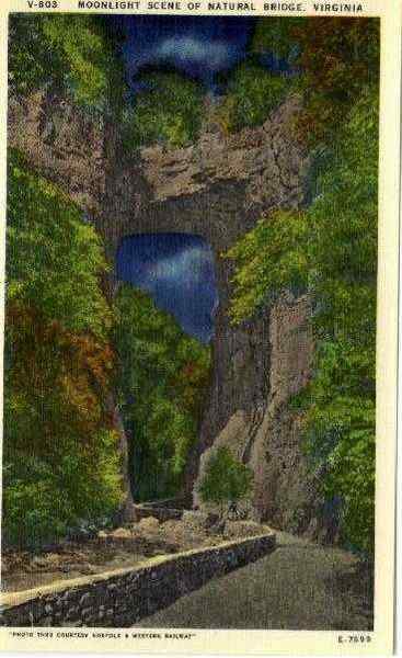 Moonlight Scene of Natural Bridge Virginia